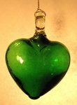 Olive Green Blown Glass Heart