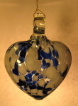 Speckled Blue Blown Glass Heart
