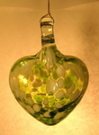 Speckled Green Blown Glass Heart