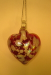 Burnished Red and White Glass Heart