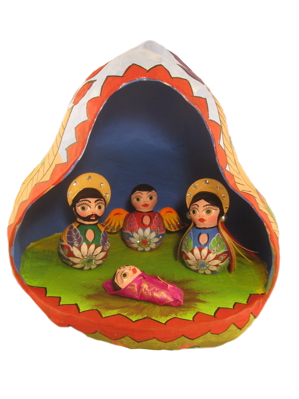 Tiny Nativity Scene.Mexican Style. 