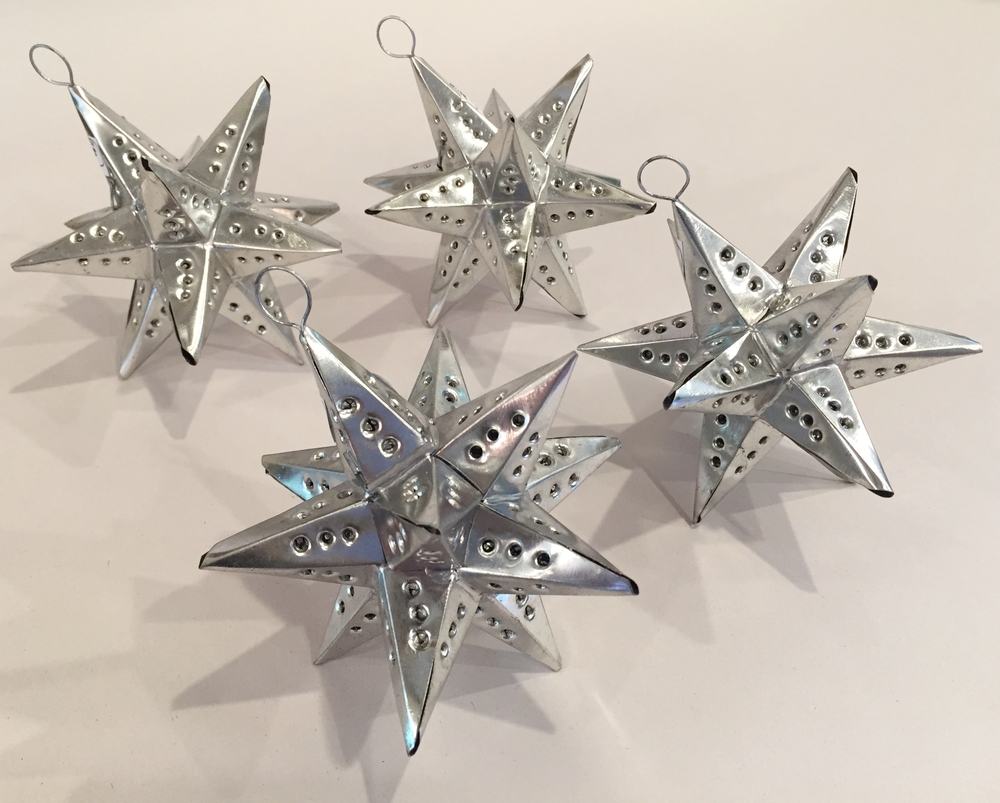 Moravian Tin Star Ornament, Set of 10 Christmas Ornaments, Tin