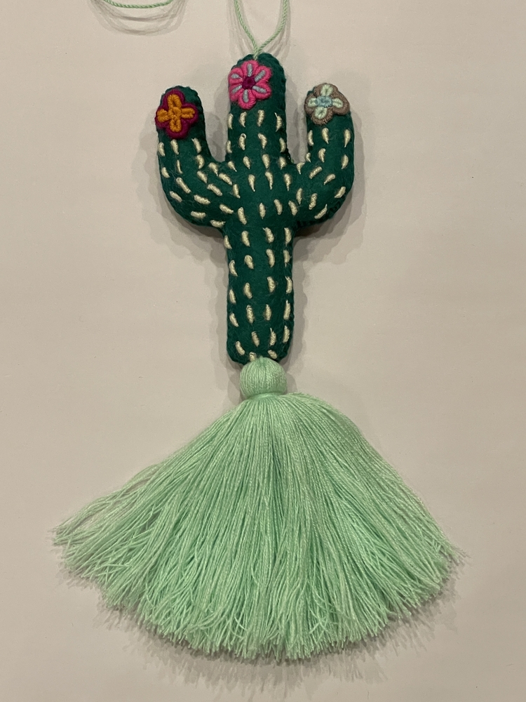 Saguaro Cactus Ornament with Flowers | Christmas Ornaments, Embroidered
