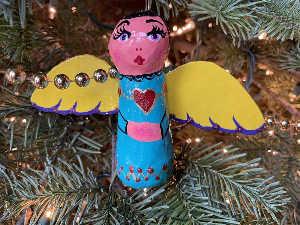 Colorful Angel Ornament Christmas Ornaments, Paper Mache, Angels