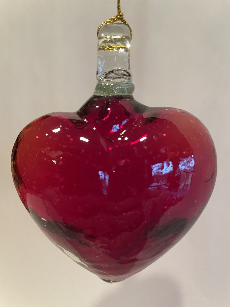 Mexican Blown Glass Heart, Red Blown Glass Hearts