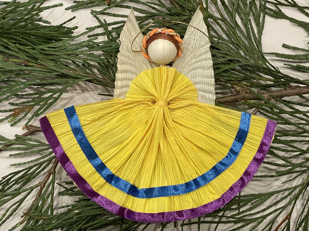 Mexican Corn Husk Angels, Bright Colors | Corn Husk Christmas Ornaments