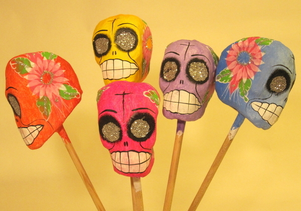 Colorful Calavera Maracas, S/3 | Day of the Dead Shakers (Maracas)