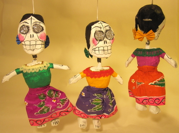 La Muerte Calavera, S/2 | Day of the Dead Ornaments, Paper Mache