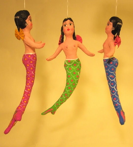 Skinny Mermaid, S/2 | Christmas Ornaments, Paper Mache, Assorted