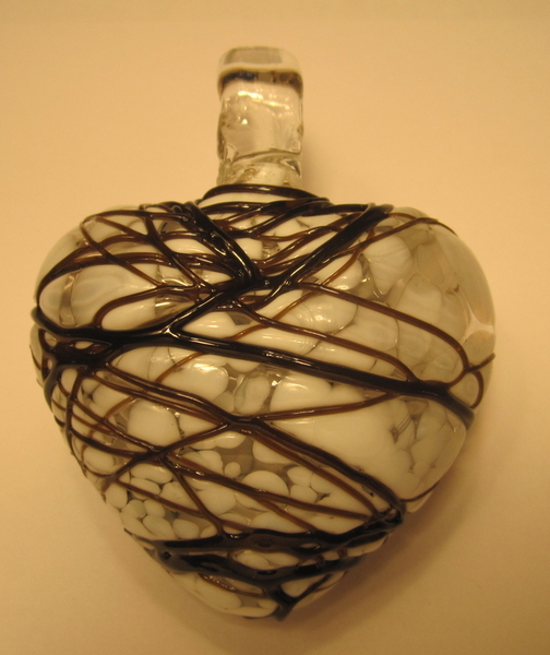 Chocolate Webbed Blown Glass Heart | Blown Glass Hearts