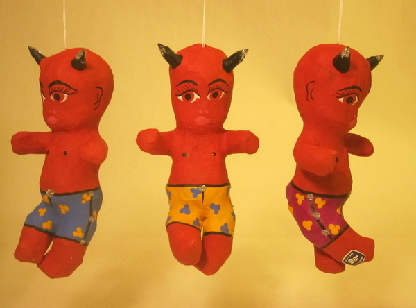 Devil Baby Boy, S/2 | Day of the Dead Ornaments, Paper Mache