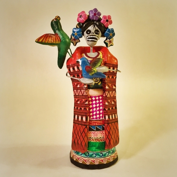 Frida with Parrots | Day of the Dead Clay Work