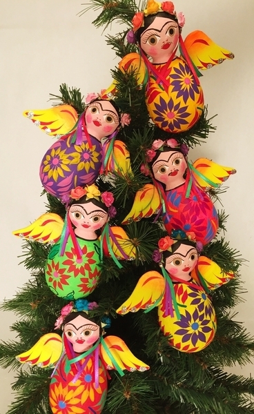 Frida Angel Ornament, S/3 | Christmas Ornaments, Paper Mache, Angels