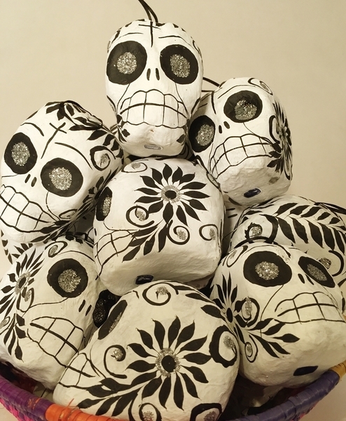 Calavera, Black and White, S/5 | Day of the Dead Ornaments, Paper Mache