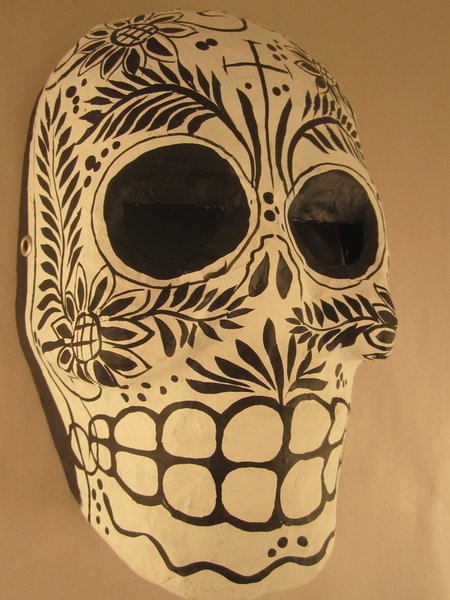 Black and White Calavera Mask | Day of the Dead Ornaments, Paper Mache