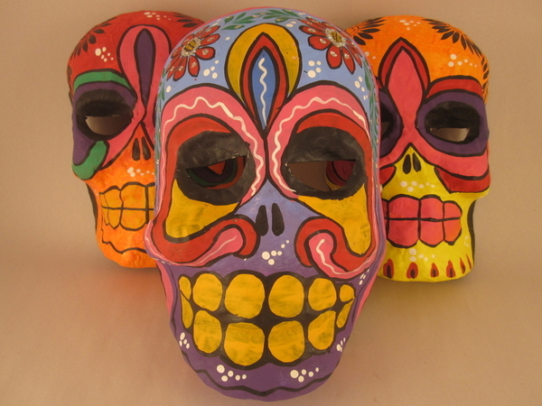 Day Of The Dead Calavera Mask Paper Mache Ornaments