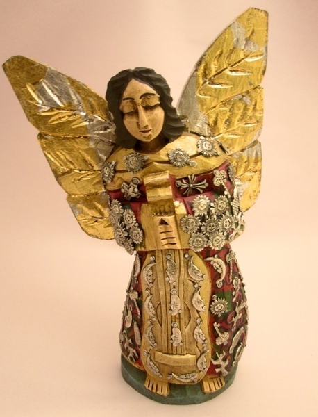 Angel with Milagros, Medium | Milagro Woodcarvings