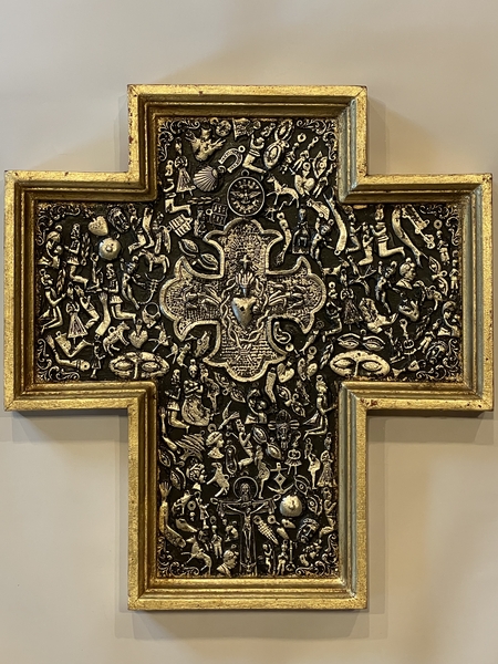 Gilded Cross with Milagros and Large Center Cross | Milagro Woodcarvings
