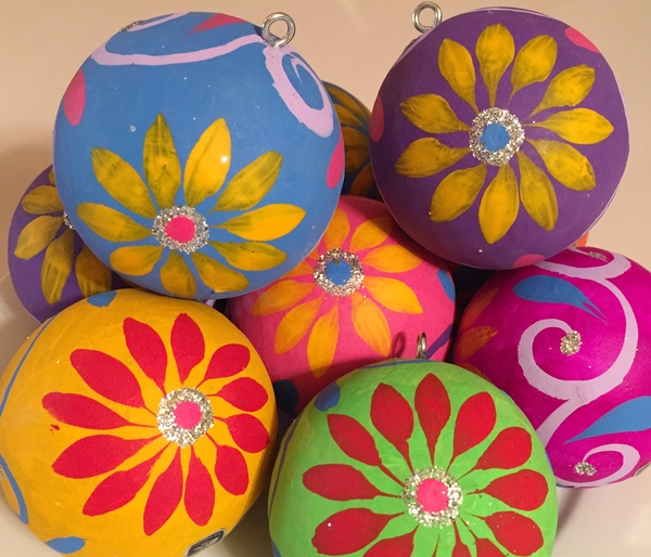 Colorful Ornaments, S/5 | Christmas Ornaments, Paper Mache, Assorted