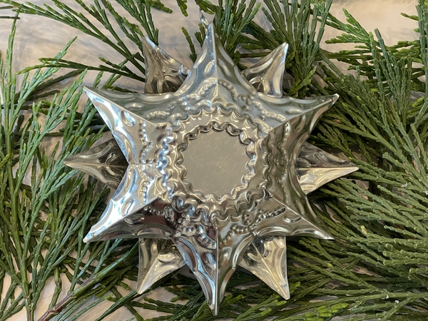 Tin Star Ornament with Reflecting Mirror, Set of 10 | Christmas Ornaments, Tin