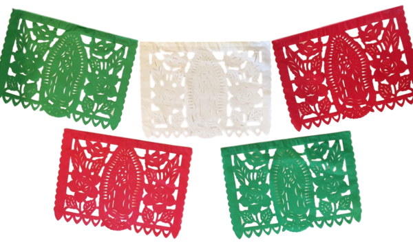 Guadalupe Papel Picado, TriColor, S/12 | Papel Picado Banners, Assorted