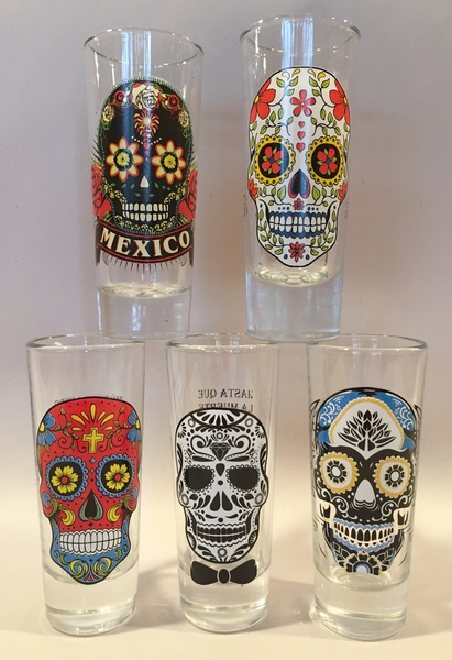 Calavera Shot Glass, Set of Five | Mugs, Shot Glasses and Coasters