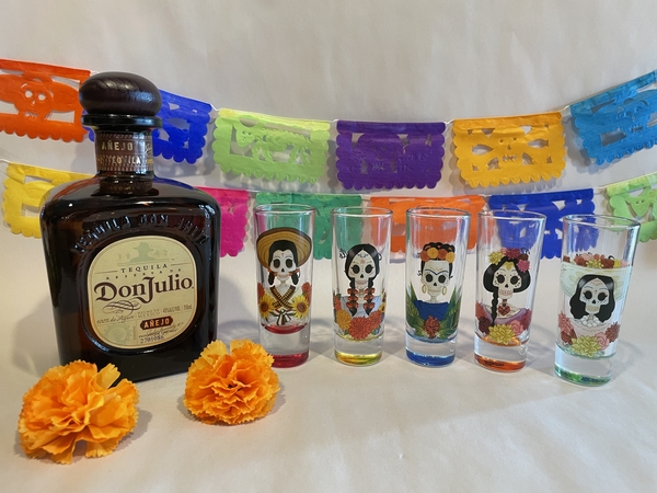 Catrina Shot Glass, S/5 | Mugs, Shot Glasses and Coasters