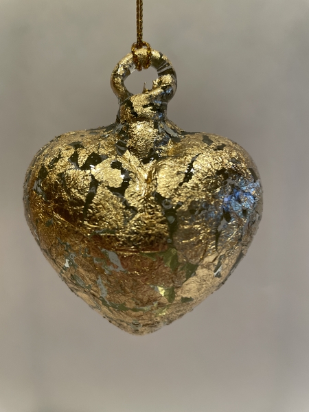 Clear Heart with Gold Leaf | Blown Glass Hearts