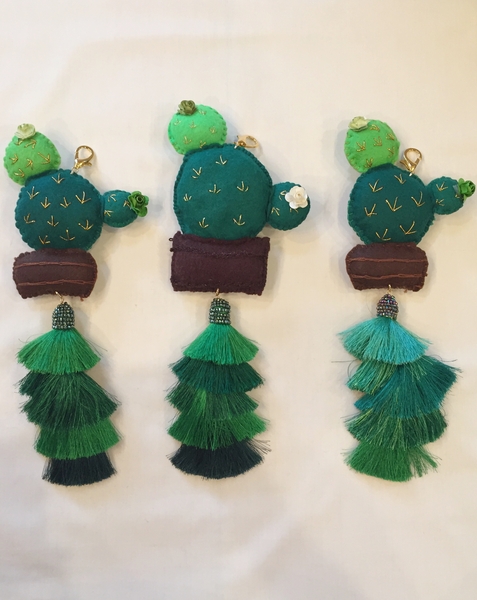 Fancy Barrel Cactus Keychain, S/2 | Fashion and Accessories