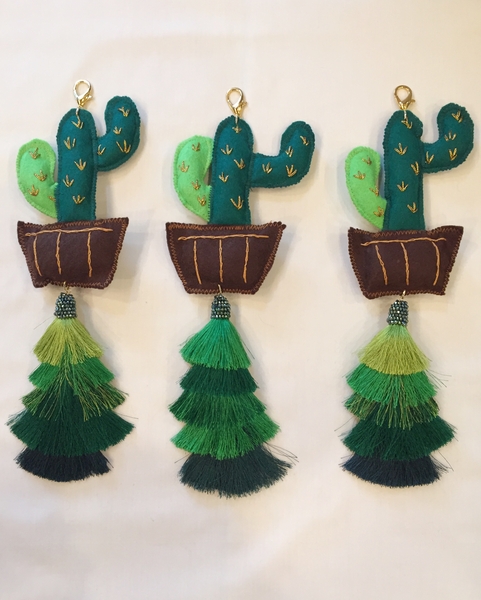Fancy Saguaro Cactus Keychain, S/2 | Fashion and Accessories