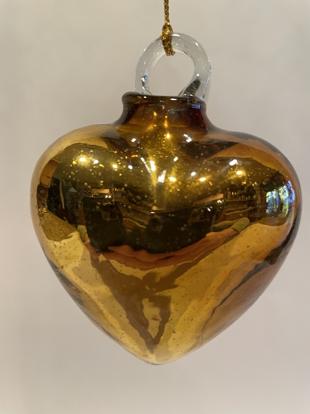 Mexican Blown Glass Heart, Gold |  New Arrivals