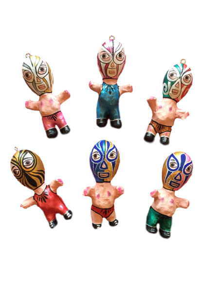 Little Lucha Guy Ornament, S/3 | Mexican Lucha Libre