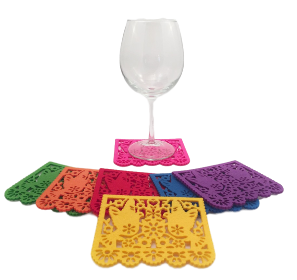 Pair of Doves Papel Picado Coasters, Set of 7 | Mugs, Shot Glasses and Coasters