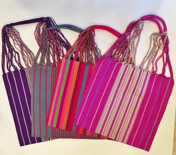 Striped Loom Embroidered Tote | Hand Embroidered Textiles