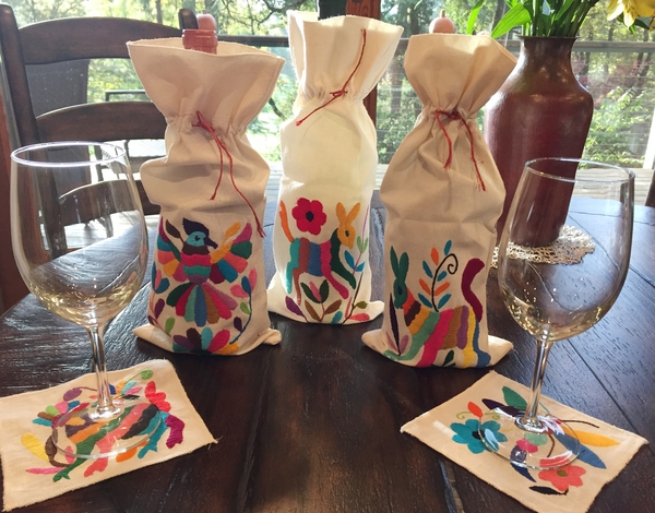 Otomi Wine Bottle Gift Bag | Hand Embroidered Textiles