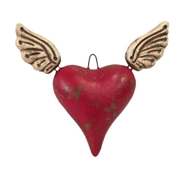 Sacred Heart Ornament, Red with Undertones | Crafted in Clay