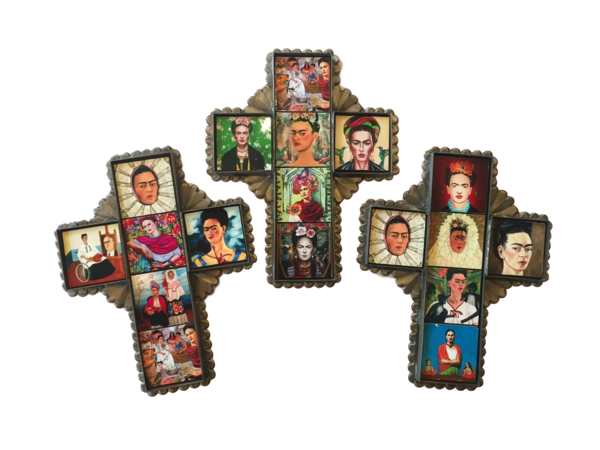 Frida Cross with Tiles, Tin, Small, S/2 | Mexican Crosses, Assorted