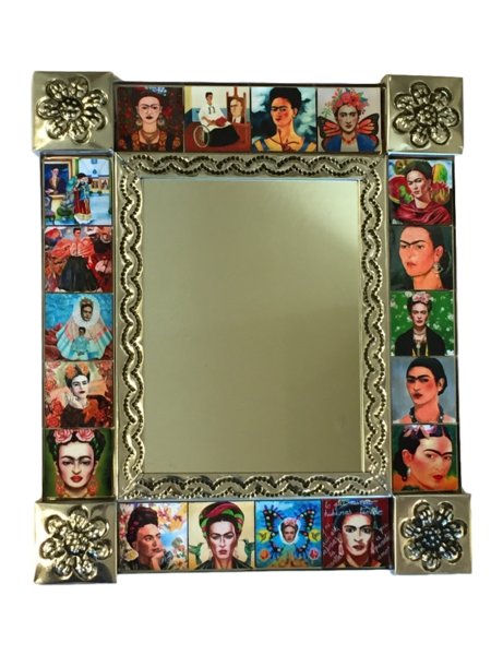 Frida Mirror with Tiles, S/2 | Frida Nichos & Tin Designs