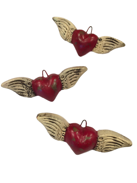 Sacred Heart Ornaments, Red, S/3 | Sacred Hearts, Assorted