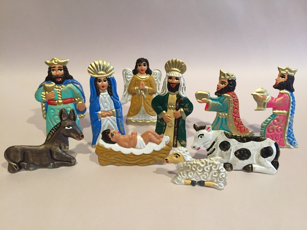 Nativity Set in Box, Small, Realistic Color | Mexican Nativity Sets
