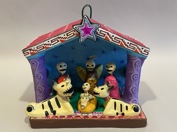 Day of the Dead Nativity in Creche, Small | Day of the Dead Clay Work