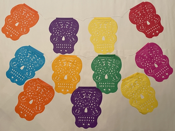 Large Sugar Skull Papel Picado, S/12 | Day of the Dead Papel Picado