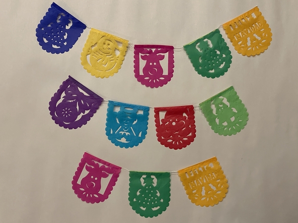 Mini Christmas Papel Picado, Oval, S/12 | Papel Picado Banners, Assorted