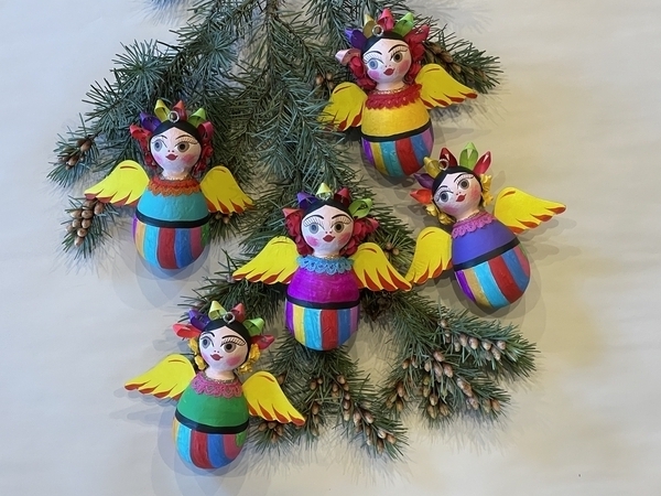 Otomi Angel Girl, S/3 | Christmas Ornaments, Paper Mache, Angels