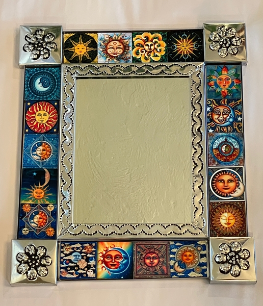 Tin Mirror with Suns, S/2 | Mexican Mirrors