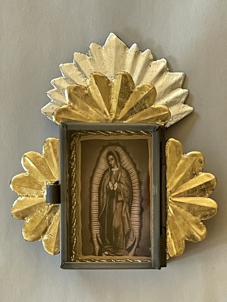 Virgin of Guadalupe Nicho in Gold/Silver Leaf, S/2 | Religious Nichos and Tin Decor