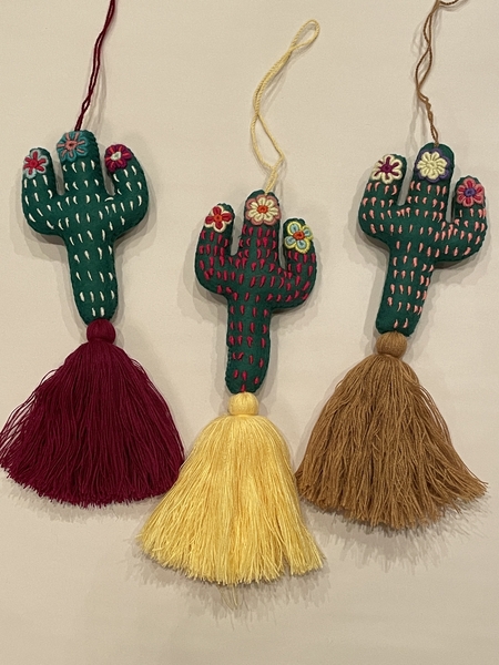 Saguaro Cactus Ornament with Flowers | Christmas Ornaments, Embroidered