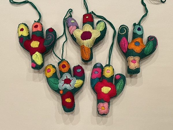 Colorful Saguaro Ornament | Christmas Ornaments, Embroidered