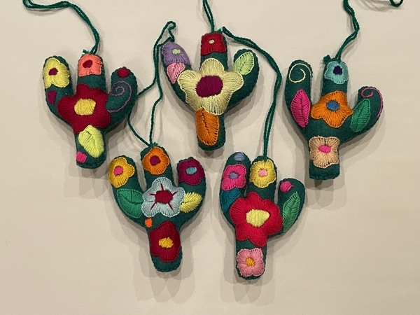 Colorful Saguaro Ornament, S/3 | Christmas Ornaments, Embroidered