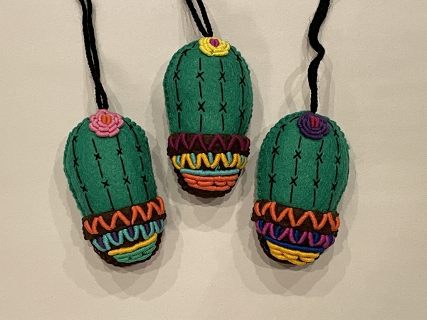 Cactus Ornament in Pot | Christmas Ornaments, Embroidered